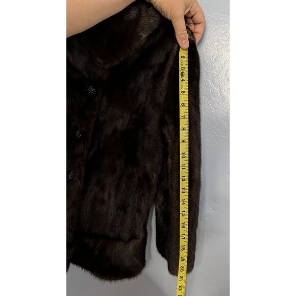 Roy H. Bjorkman Vintage Brown Mink Fur Double-Breasted Car Coat Collar pockets - Picture 12 of 16